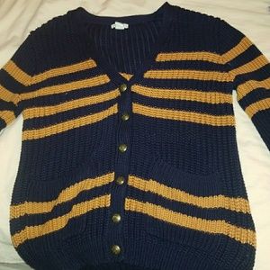 Button Down Striped Sweater